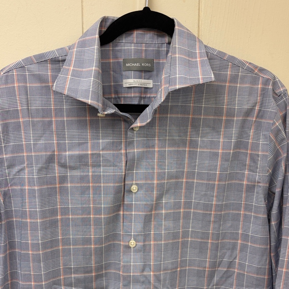Michael Kors Men's Plaid Shirt in Blue and Pink